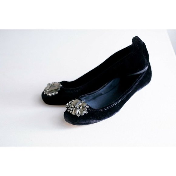 Talbots Velvet Holiday Rhinestone Detail Festive Pretty Flats 6.5 - Picture 2 of 5